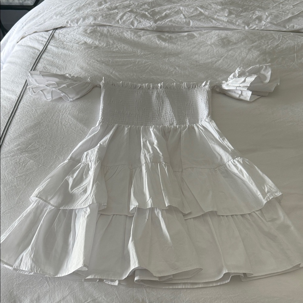Forever 21 White Smocked Ruffle Dress